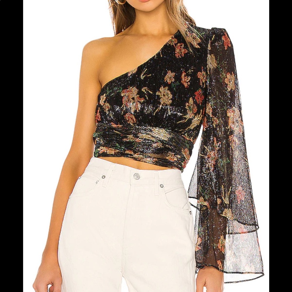 HOUSE OF HARLOW NOIR FLORAL BLOUSE